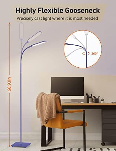 Sympa LED Floor Lamp, Reading Lamp Floor Standing with 4 Colours & 4 Brightness Levels, Dimmable Floor Lamps for Living Room, Bedroom, Office Touch Control, Gooseneck Daylight Floor Lamp, 10W