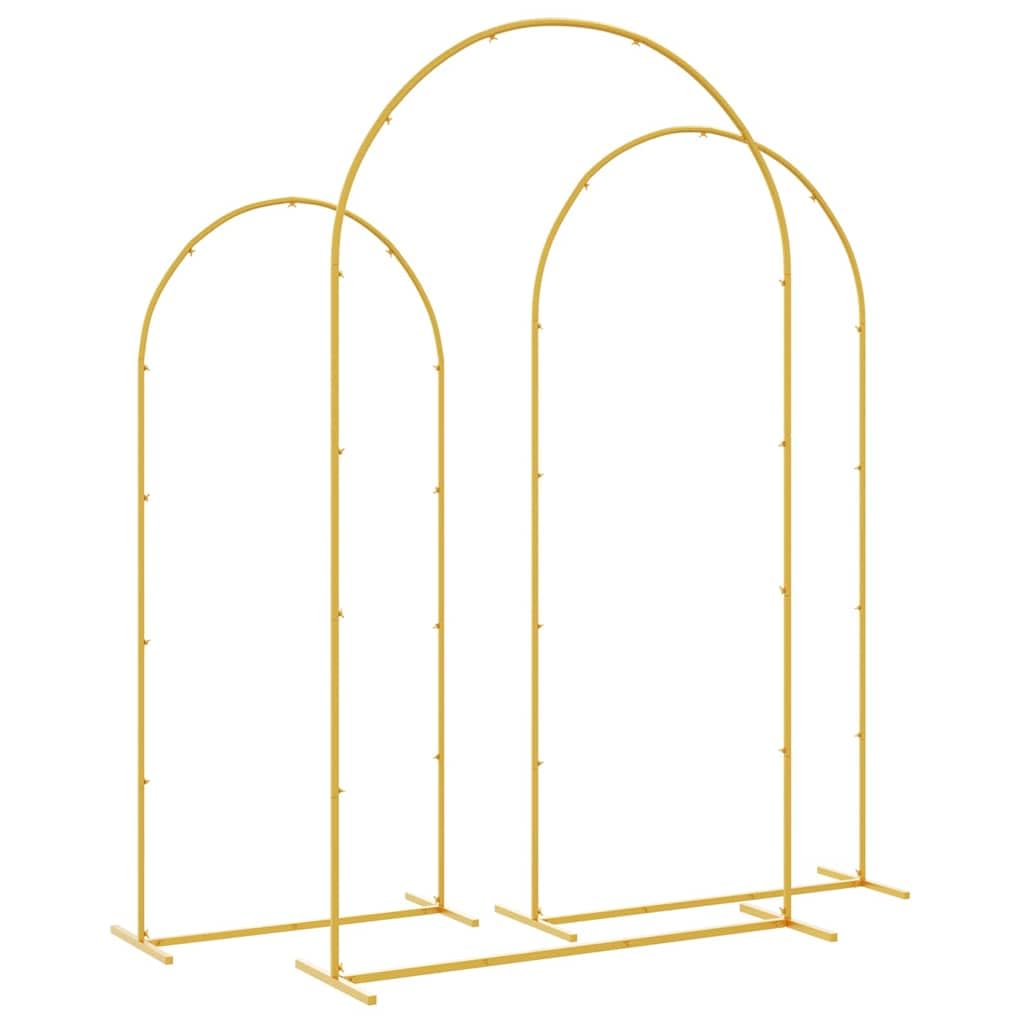 Solivagant Hochzeitsbogen 3 pcs Gold Stahl, Garten Balkon,Gartenbauten,Rosenbögen, Gitter Pergolen, 7.25 kg-42023038