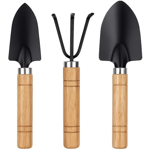 Fitto Flower Planting Shovel with Wooden Handle Durable Garden Tool for Planting Flowers Vegetables and Herbs - Ideal for Gardeners Landscape Professionals and Home Use