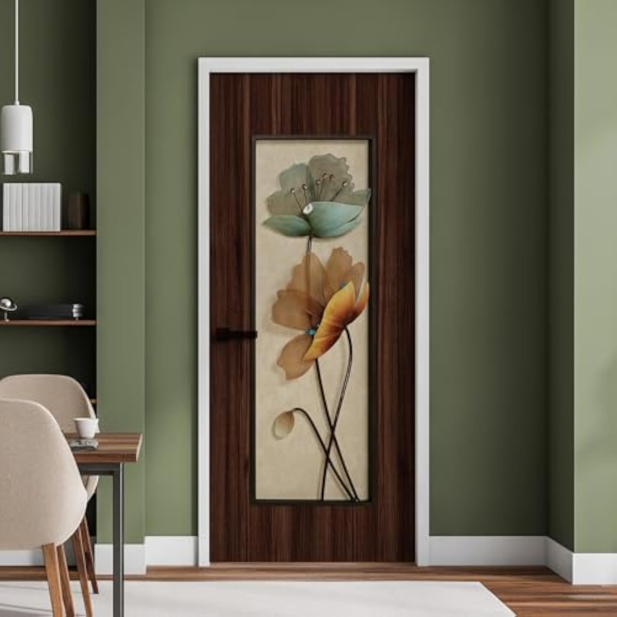 Floral Door Sticker for Home Decor, Removable and Reusable