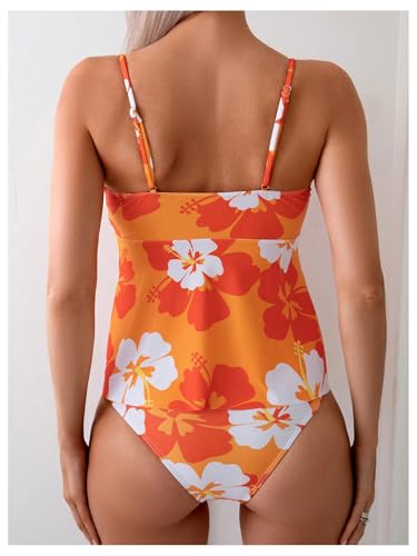 SOLY HUX Women's Tankini Swimsuits Floral Print Ruffle High Waisted Bathing Suits Summer Swimwear2