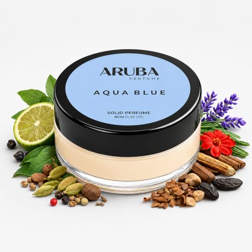 Image of Alcohol Free Aqua Blue Solid Perfumes | Wax Perfumes for Men & Women | Cologne | Strong & Lasting Fragrance | Gifting Pack for Him & Her