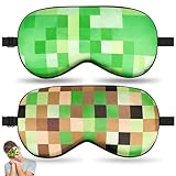 2 Pcs Sleep Mask for Kids Boys, Silk Eye Covers for Sleeping, Adjustable Strap & Light Blocking Design, Adult Children's Bedtime Blindfold for Travel and Home Use (My World)