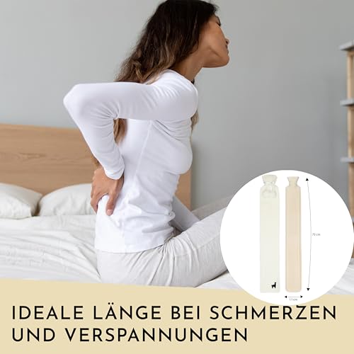Nordstern Wärmflaschen Schlauch Lang mit Bezug - Flauschige Nackenwärmflasche für die Schultern - Längliche Auslaufsichere Bettflasche 75 cm - Ideal für Erwachsene & Kinder