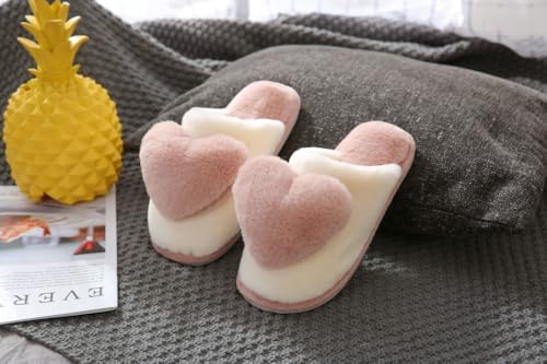 Women's Fuzzy Slippers Sweet 3D Heart Slip-on Bedroom Shoes Fall Winter Plush Non-slip Platform Slippers Valentine's Day Gift3