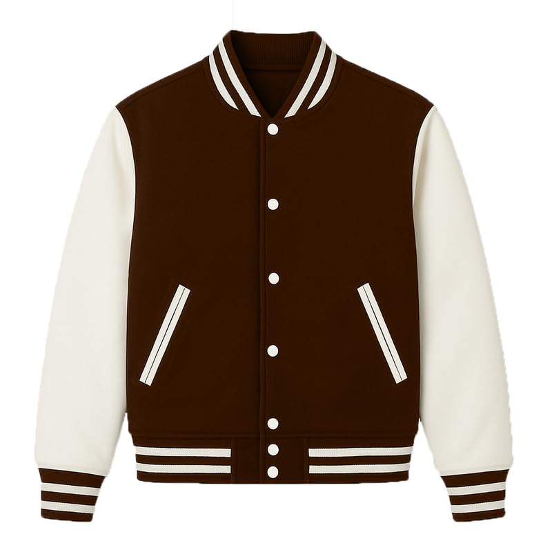 Image of Koverify Cotton Blend Standard Length Long Sleeves Winter Wear Solid Varsity Jacket For Men