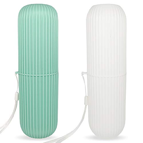 2Pcs Travel Toothbrush Case, Portable Travel Toothbrush Holder Large Capacity Toothbrush Cover for Traval, School, Family, Camping