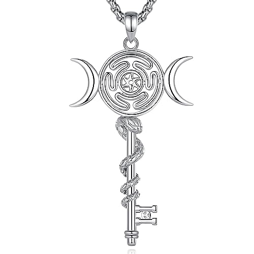 INFUSEU Hecate Key Necklace Greek Triple Moon Goddess Hekate Wheel