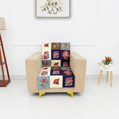 Image of Homerz Premium Printed Quilted Velvet Sofa Slip Cover Protector, Sofa Mat, Exact Size, Antislip Cover (Milan, 1 Seater, Full)