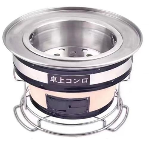卓上七輪 珪藻土 切り出し 大型 大きいサイズ テーブル用 アウトドア対応 炭火焼きコンロ に最適 4~5人用 しちりん お祭り・イベントにぴったり コンロの周りでお茶を炊く、家庭用炭火焼きグリル (コンロ + 大型炭置き場 + ステンレス製コンロ)