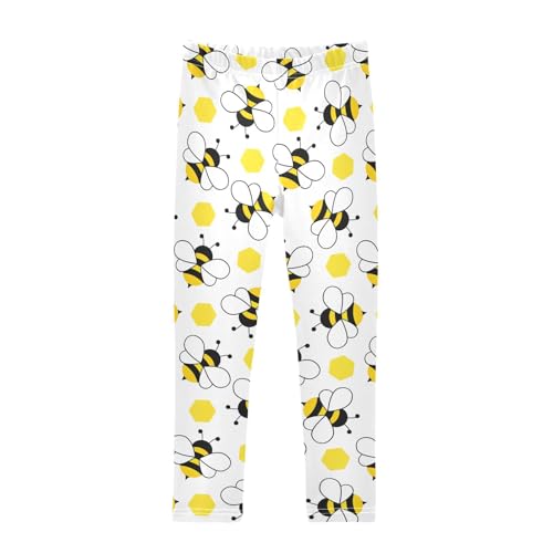 CaTaKu Girls Leggings Bees Cartoon Leggings for Girls Kids Athletic Workout Yoga Pants Size 4-10T
