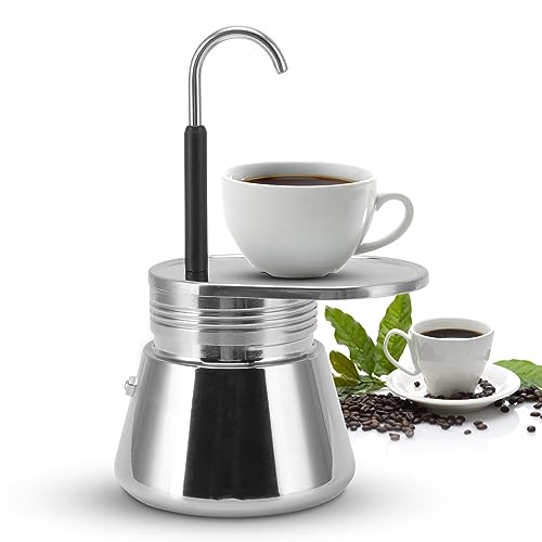 Pilipane Moka Stove Coffee Maker, Stainless Steel Italian Coffee Maker, Portable Espresso Cup Moka Pot for Gas or Electric Stove Top, Espresso Maker Stovetop, Excellent Camping Pot 101 to 500ml