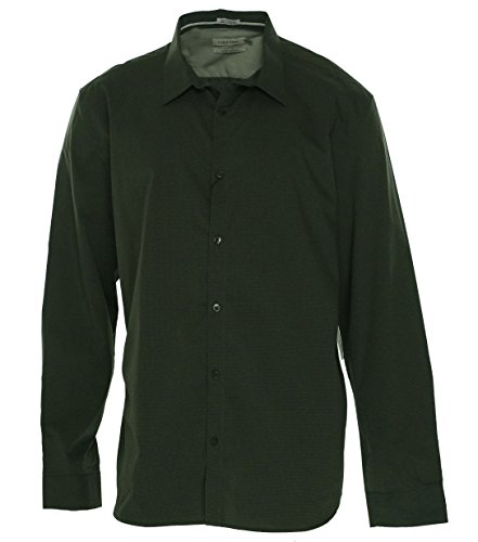 Calvin Klein Men's Chambray Square Dot Dobby Long Sleeve Woven Shirt