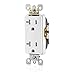Leviton T5825-W 20 Amp, Tamper- Resistant, Decora Duplex Receptacle, Residential Grade, White