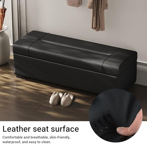 Banc de rangement cuir blanc 80cm pour ranger les couvertures
