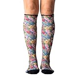 Viasox Compression Socks for Women and Men, Knee High Socks 12-15 mmhg Circulation Support for Flight, Travel, Daily (Wild Flower, X-Large)