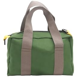 BLIRITEL 12 Inch Wide Mouth Tool Bag, Heavy Duty Canvas Tool Storage Bag, Large Capacity Handbag, Multi-function Tool Organizer Tote Bag for Storage Wrenches Pliers (Green, 12 Inch)