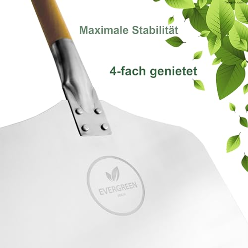 Foto von EVERGREEN BERLIN - Pizzaschieber - DAS ORIGINAL - Premium Pizzaschaufel - Pizza Schieber aus Alu + Buchenholz - Griff teilbar - Pizzawender für Pizza Passion - Pizzaheber - Brotschieber - Tortenretter