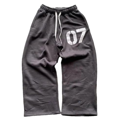 Men Retro Knitted Pants Street Oversized Trousers Loose Casual Wide Leg Pants