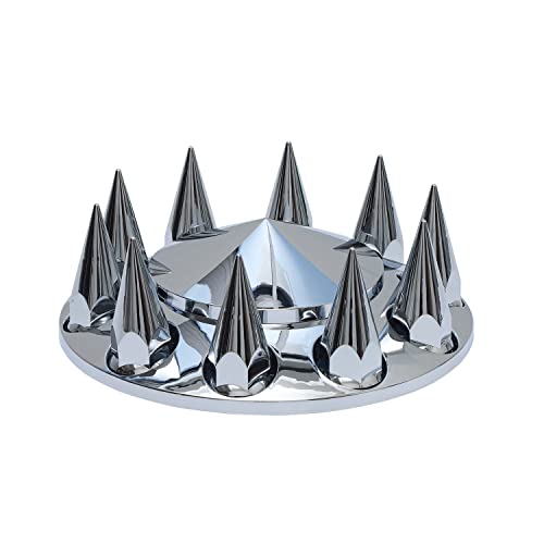 Jiaru Abs Plastic Chromed Hubcaps Wheel Front Axle Cover Set With 33Mm Thread-On Lug Nut Covers For Semi Trucks (Pointed) #TOP1