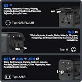 Voomy Uniwersalny Adapter Podróżny – 200+ Krajów w tym UK, USA, Japonia, Tajlandia & Australia, 2500W Ochrona Przeciwprzepięciowa, Kompaktowy Design