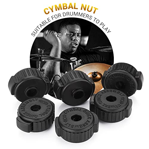Facmogu 6Pcs Black Plastic Cymbal Nuts, 8Mm Quick-Set Cymbal Nut For Percussion Drum Kit, Quick Release Cymbal Nut & Cymbal Mate For Percussion Replacement Kitparts #TOP4