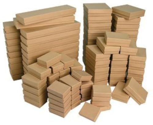 50 Box Assortment of Kraft Color Cotton Filled Jewelry Boxes by Belandaria Designs