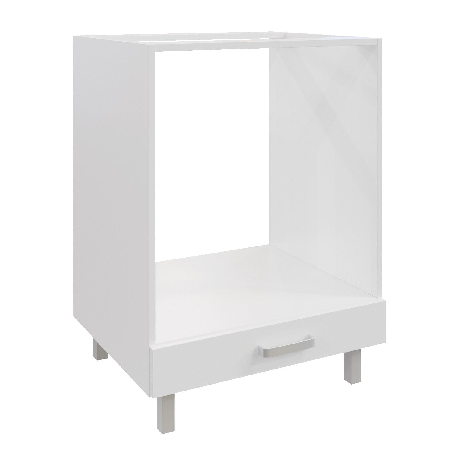Meuble bas pour four 60 cm blanc brillant – Armoire de cuisine moderne pour four encastrable sur pieds – Système de cuisine modulaire – Idéal pour les petites cuisines, appartements