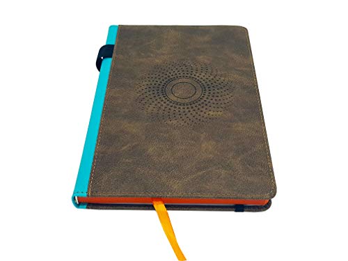 EJRange Libreta A5 de cuero genuino (Cuero PU) marrón