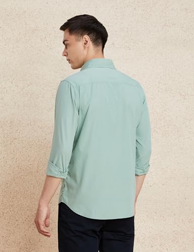 Image of Amazon Brand - Symbol Men's Solid Slim Fit Cotton Casual Shirt | Plain | Full Sleeve | Summer (Available in Plus Sizes)