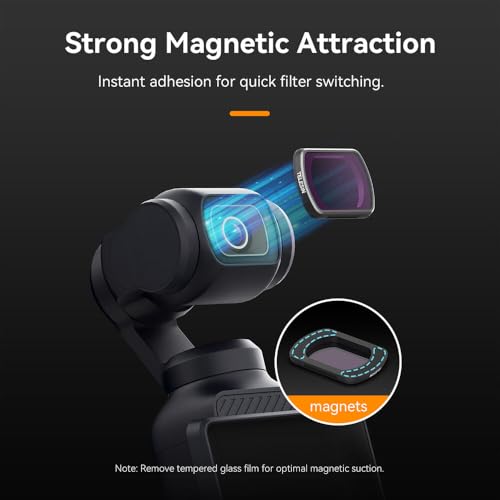 Image of TELESIN Magnetic CPL ND16 /ND64 /ND256 Filters Kit for DJI Osmo Pocket 3 4, HD Optical Glass /Multi-Coated Osmo Pocket 3 Neutral Density Polarising Filter, Pocket 4 Action Camera Creator Accessories