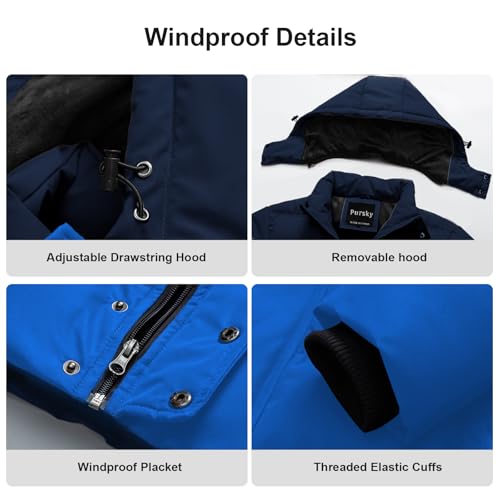Image of Pursky Men's Puffer Jacket Waterproof Winter Bubble Coats Ski Parka Fur Hooded
