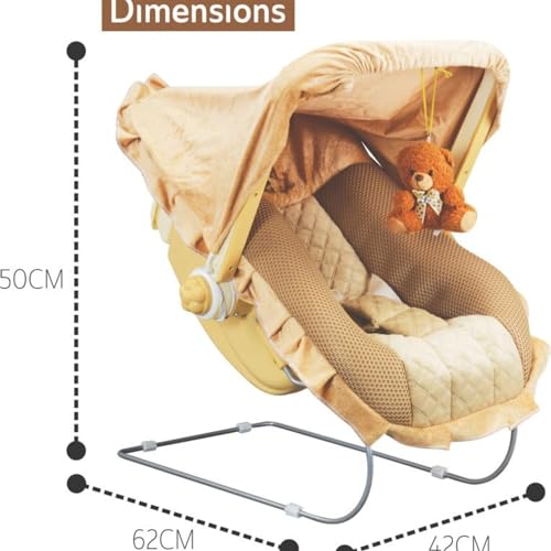 Image of Mama Luv Mee 12 in 1 Musical Baby Feeding Swing Rocker Carry Cot Cum Bouncer with Mosquito Net, Storage Box and Swinging Ropes (Brown) (12 in 1), Canopy, Plastic