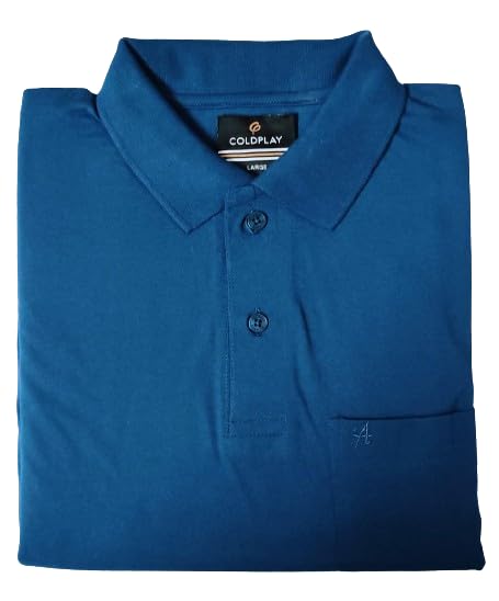Image of COLDPLAY Men's Cotton Blend Solid Polo T-Shirt | Men's Half Sleeve Polo T-Shirt