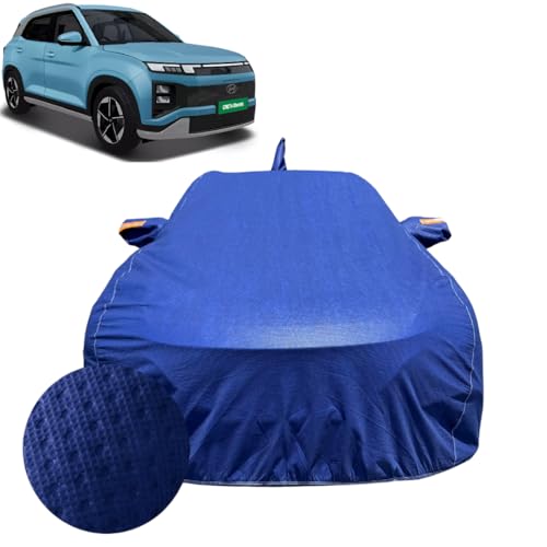 Image of Car Cover Compatible For Hyundai Creta EV (2025-2026) | 100% Waterproof Cover with Antenna & REFLECTIVE Mirror Pockets | Dustproof, Scratchproof, Heatproof Car Cover |Soft Cotton Lining| BLUE