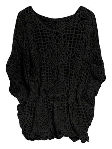 Image of MakeMeChic Women's Plus Size Crochet Boho Tops Summer Vacation Beach Cover Ups Sweater