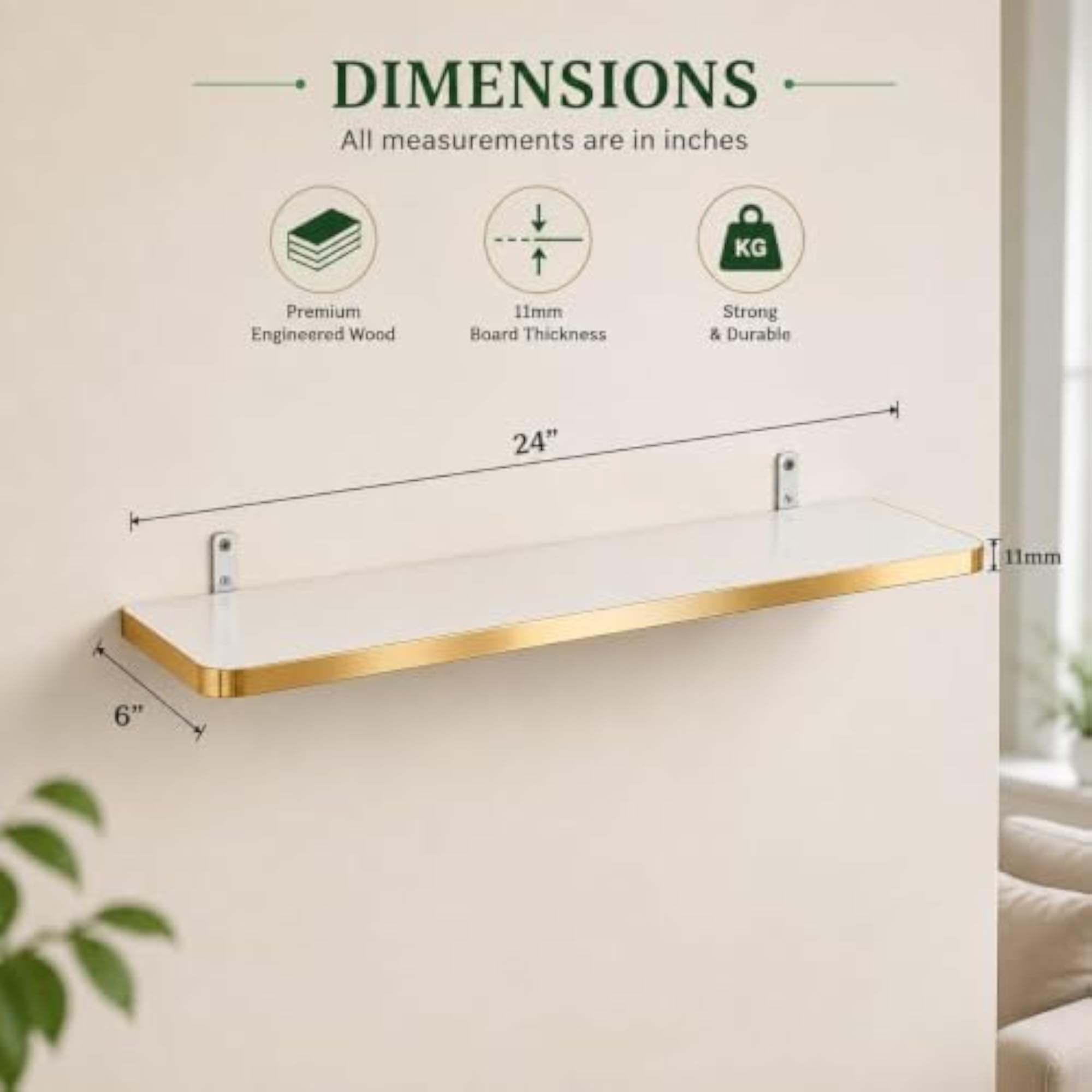 Engineered Wood Floating Wall Shelves for Home & Office