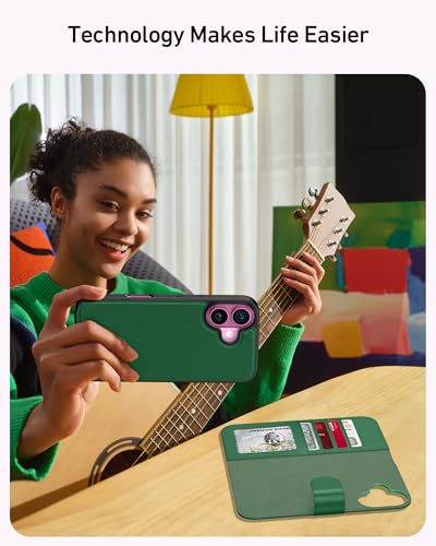 LUHOURI for iPhone 17 Case Wallet - Wireless Charging Compatible Green - image 8