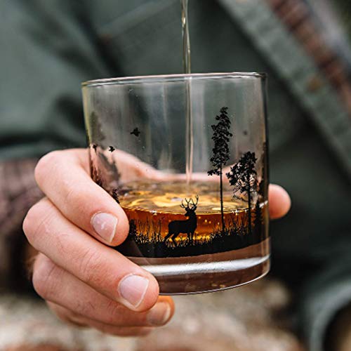 Black Lantern Whiskey Glasses – Handmade Whiskey Glass Set And Bar Glasses – Forest Animals Design (Set Of Two 11Oz. Glasses) #TOP2
