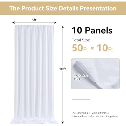 Cortinas blancas fondo 50x10ft 10 paneles para eventos miniatura 4