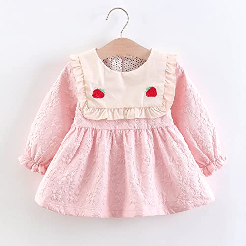 Vestido infantil para meninas outono inverno manga longa cereja plissado vestido princesa roupa de d