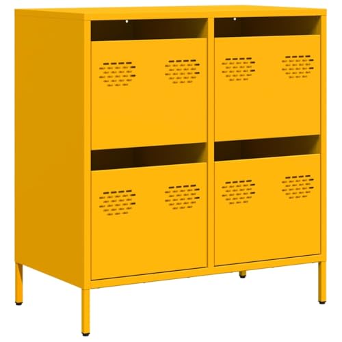 vidaXL Aparador Acero Laminado en frío Amarillo Mostaza 68x39x73,5 cm, Armario de almacenaje, Mueble aparador, Mueble de almacenaje de Cocina, bufé