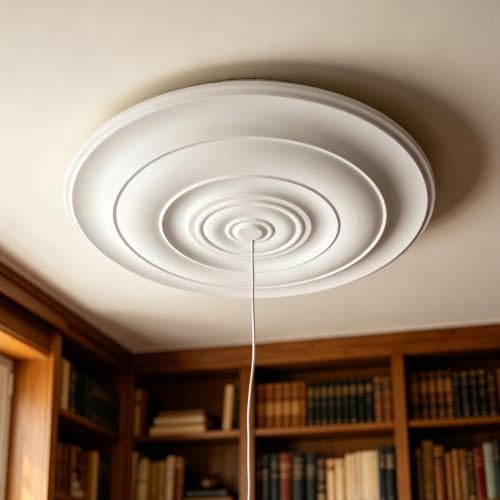Medallón de techo de PU blanco para lámparas y ventiladores decorativos 6