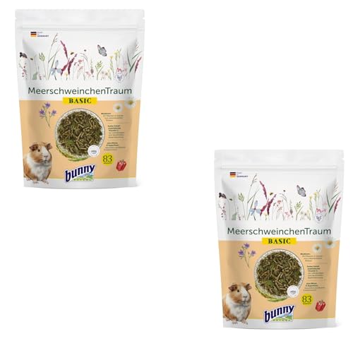 Bunny Nature Cobayas Sueño Basic | Paquete doble | 2 x 600 g | Alimento completo para cobayas | A partir de los 5 meses de vida | con plantas de la tierra natal de los cobayas
