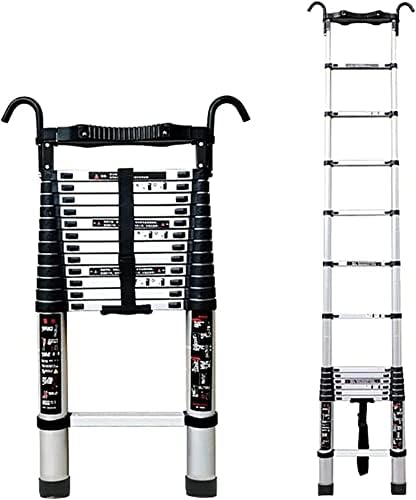 BALAMI 8m/ 7m/ 6m/ 5m/ 4m/ 3m/ 2m/ 1m Telescoping Ladder with Detachable Hook Aluminum Telescopic Extension Ladders for RV/Rooftop Tent/Attic/Outdoor Work Loads 150kg Interesting Convenient (Size : 4