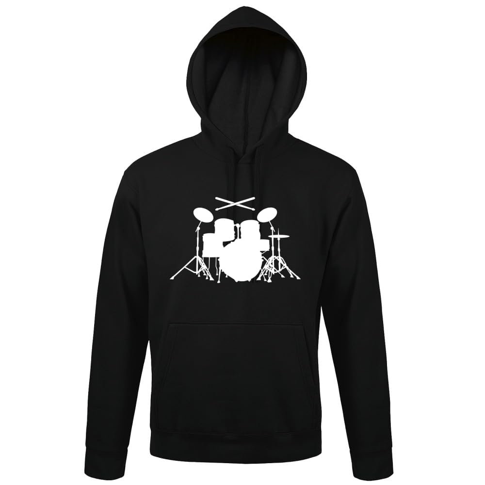 Perkusja z patyczkami męska bluza z kapturem, czarny, 4XL