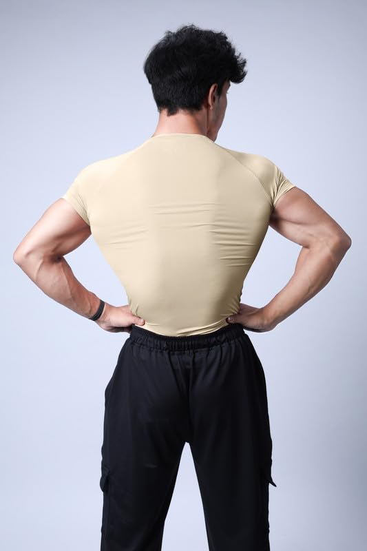 Image of COITONIC Men Compression Half Sleeves Round Neck T-Shirt for Gym and Sports Wear