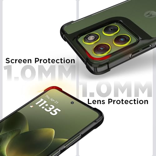 Image of RIGGEAR Shockproof Clear Hybrid Airbag Armor Back Cover Case Compatible with Motorola Moto Edge 70 5G (Clear-Black TPU Bumper with Transparent PC)