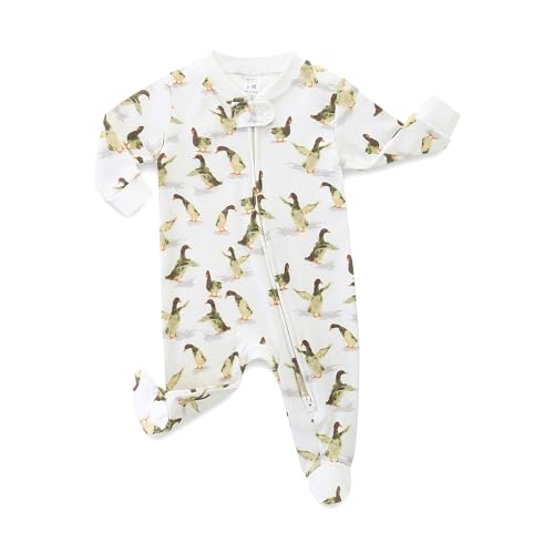 Image of Neutral Baby Clothes Boy Girl Footed Cotton Long Sleeve Double Zipper Onesie