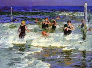 Peinture à l'huile Bathers in The Surf pour sublimer votre salon face mer